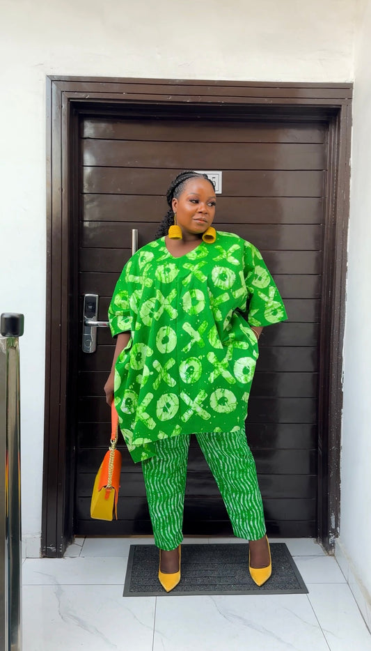 LOLA AGBADA SET GREEN