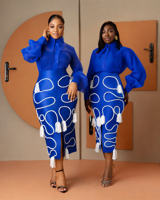 Shewa Skirt Set In Royal Blue