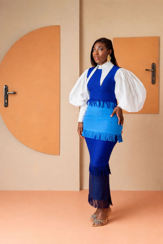 ABIKE ASO OKE DRESS IN BLUE